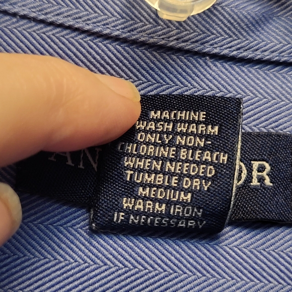Ann Taylor Blue Tailored Button Down Shirt French Cuffs - Size 4 - Picture 4 of 4